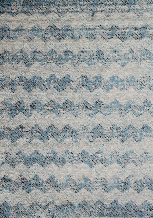 Meridian 8738_0252 Blue Grey Chevron Area Rug by Novelle Home