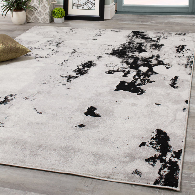 Meridian A006_0727 Grey Pebbles Distressed Area Rug by Novelle Home