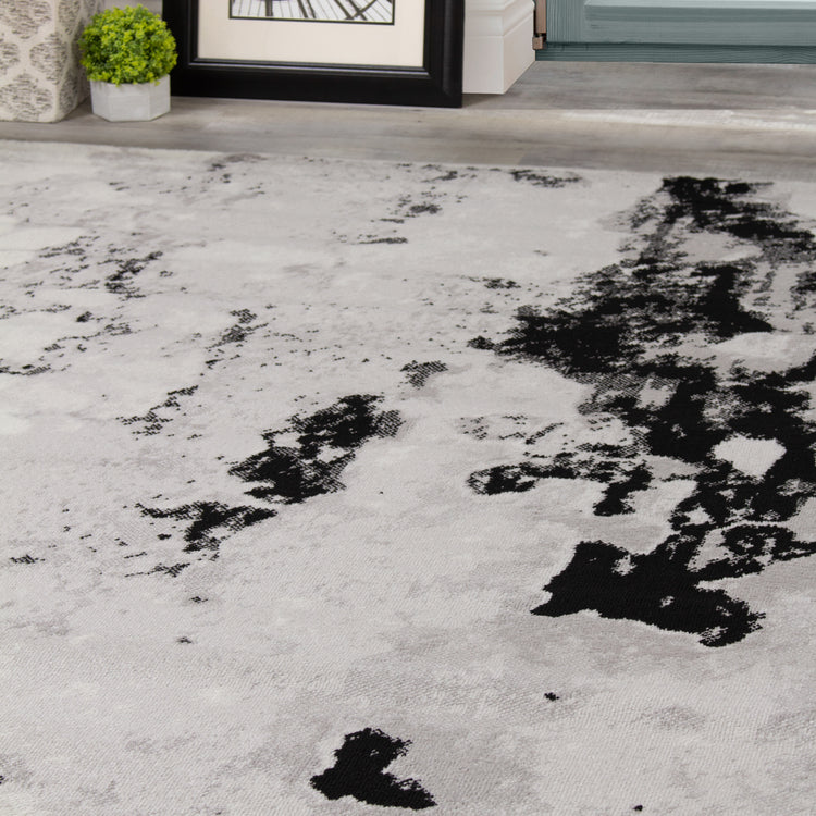 Meridian A006_0727 Grey Pebbles Distressed Area Rug by Novelle Home