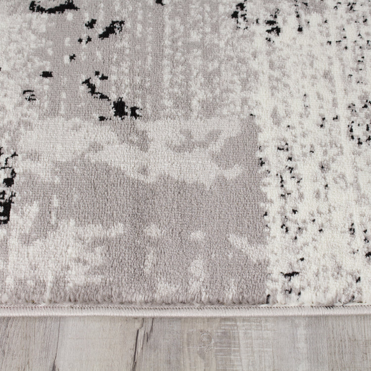 Meridian A608_0373 Grey Distressed Rectangles Area Rug by Novelle Home