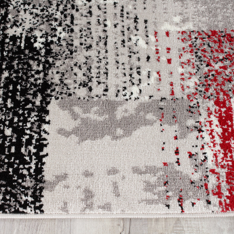 Meridian A608_0767 Red Distressed Rectangles Area Rug by Novelle Home