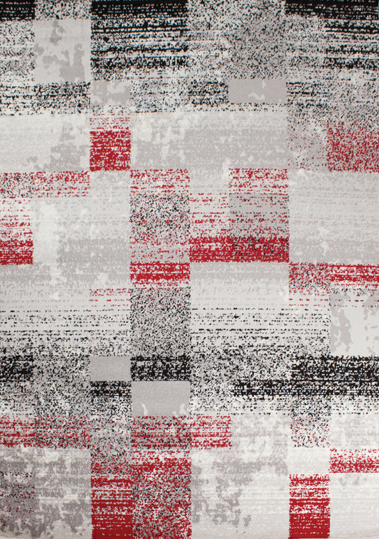 Meridian A608_0767 Red Distressed Rectangles Area Rug by Novelle Home