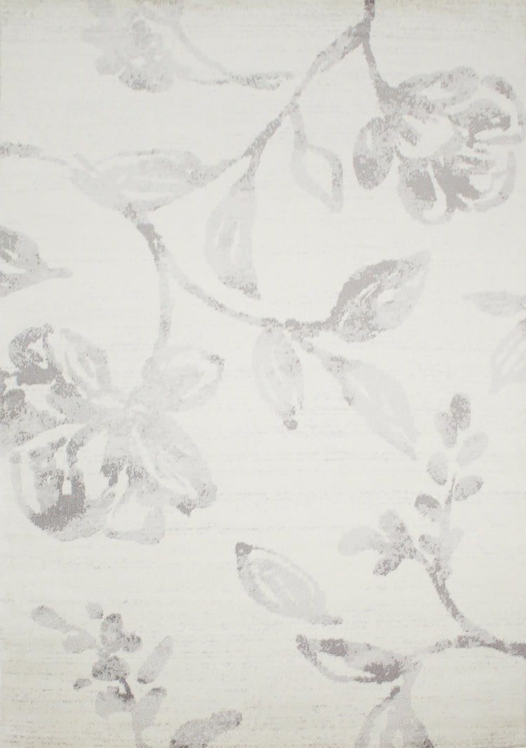 Meridian A643_0272 Grey Cream Watercolour Flower Area Rug by Novelle Home