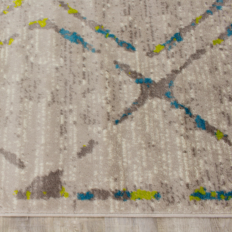 Meridian B197_0747 Blue Green Grey Diamond Area Rug by Novelle Home