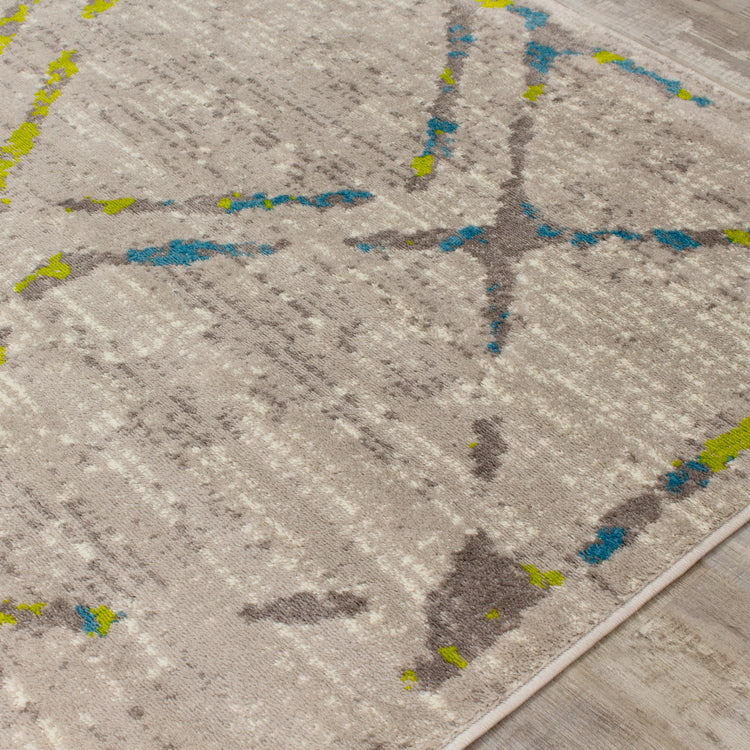Meridian B197_0747 Blue Green Grey Diamond Area Rug by Novelle Home
