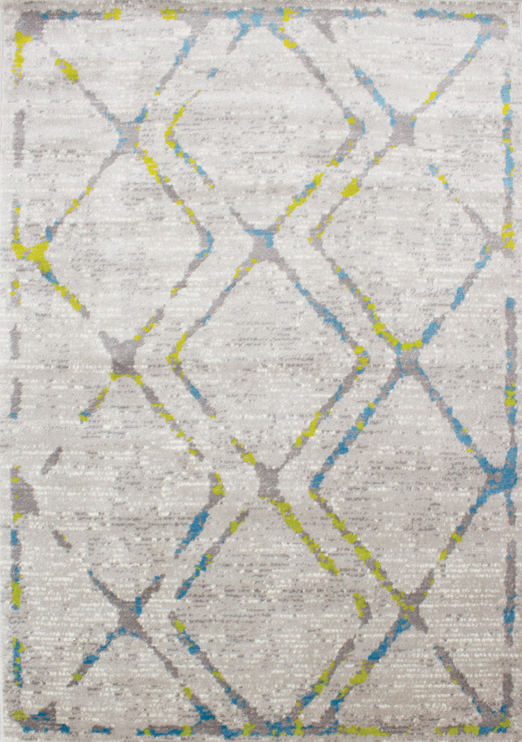 Meridian B197_0747 Blue Green Grey Diamond Area Rug by Novelle Home