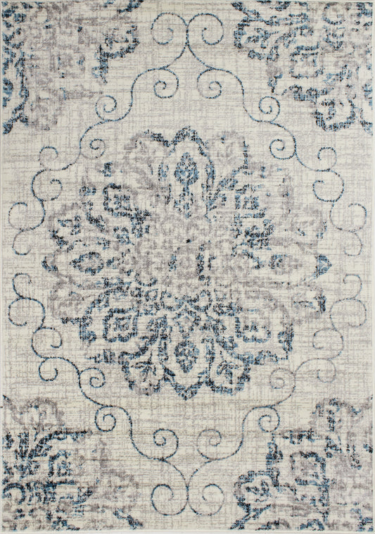 Meridian B202_4252 Distressed Flower Medallion Area Rug by Novelle Home