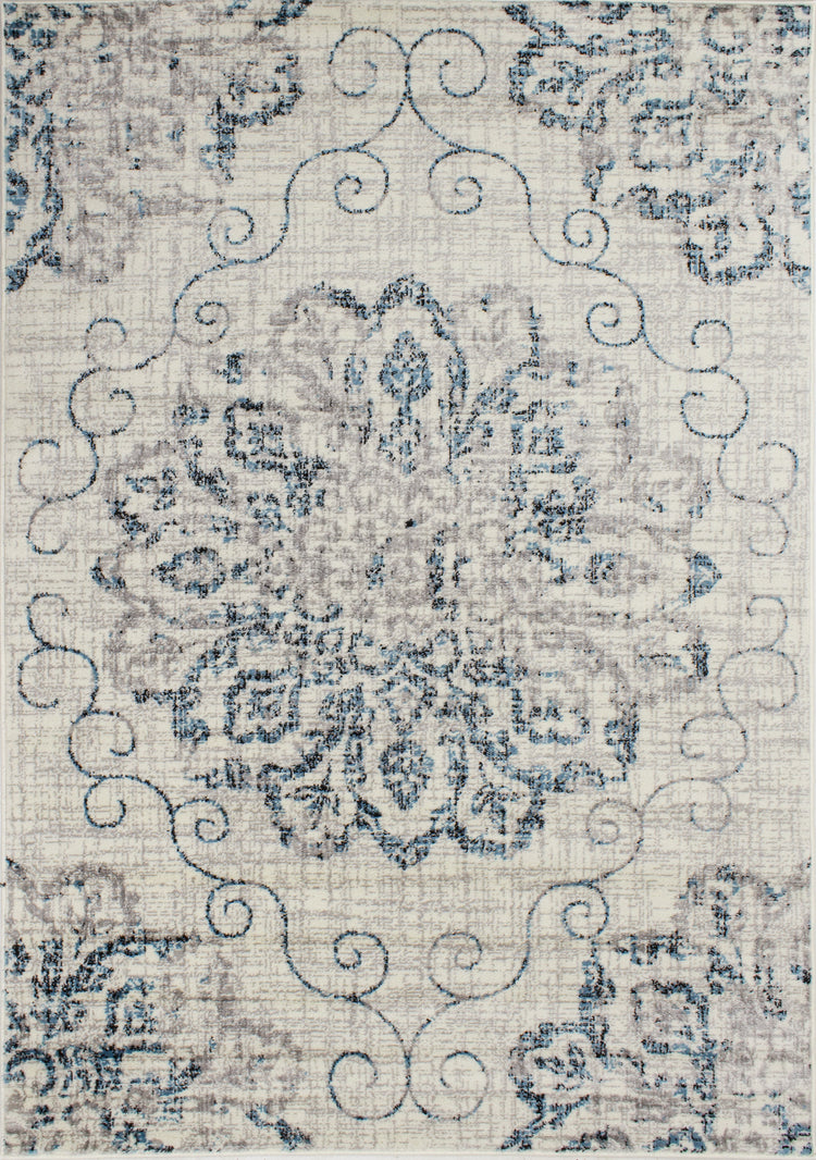 Meridian B202_4252 Alfombra de área con medallón de flores envejecidas de Novelle Home