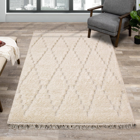 Alfombra Novato Cream Diamond Shag de Kalora Interiors