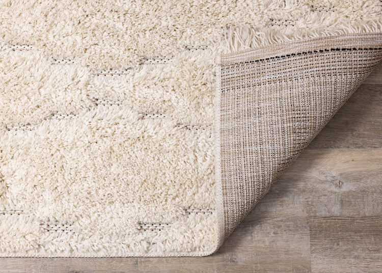 Novato Cream Diamond Shag Rug by Kalora Interiors