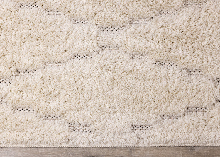 Novato Cream Diamond Shag Rug by Kalora Interiors