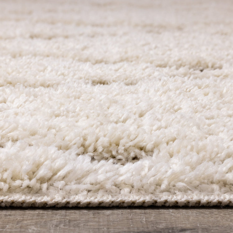 Novato Cream Diamond Shag Rug by Kalora Interiors