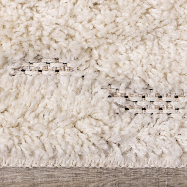 Novato Cream Diamond Shag Rug by Kalora Interiors
