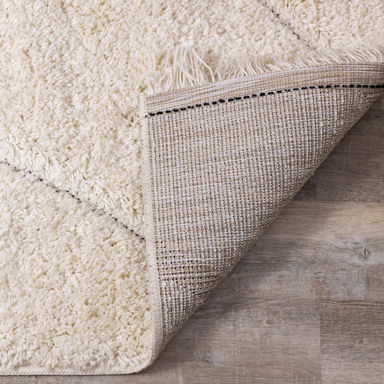 Novato Cream Curves Shag Rug by Kalora Interiors