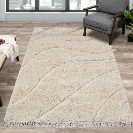 Alfombra Novato Cream Curves Shag de Kalora Interiors
