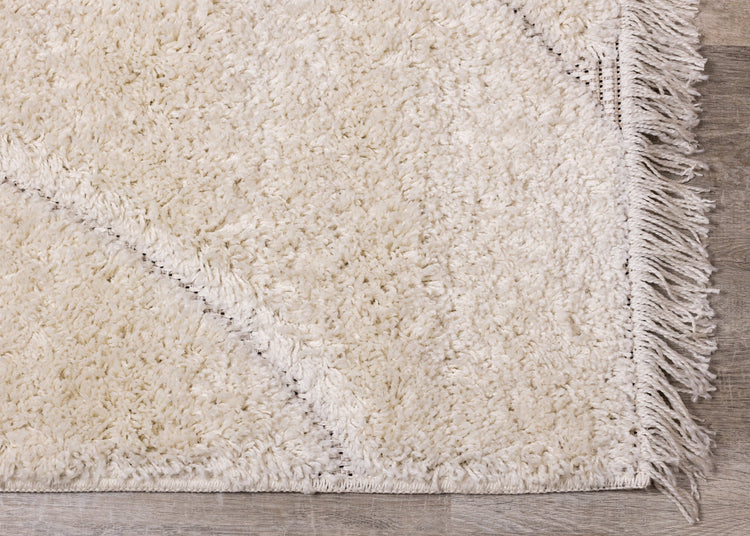 Novato Cream Curves Shag Rug by Kalora Interiors
