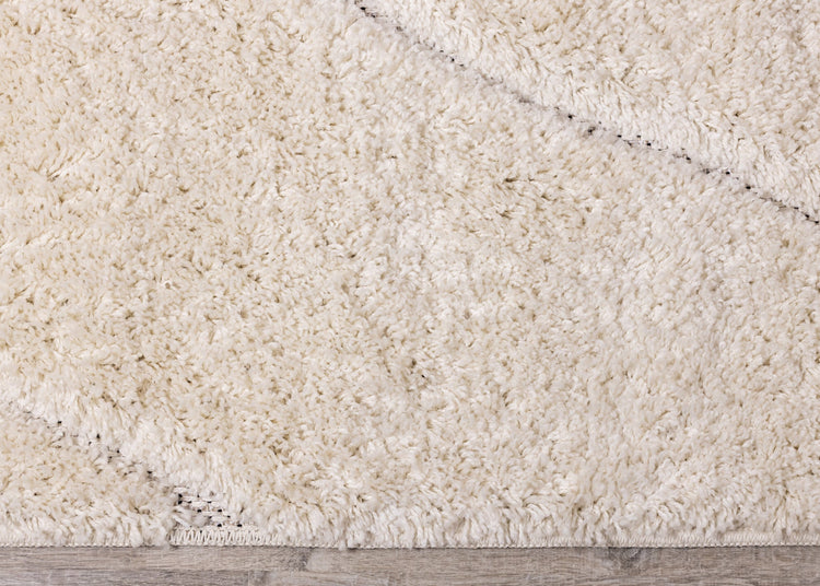 Novato Cream Curves Shag Rug by Kalora Interiors