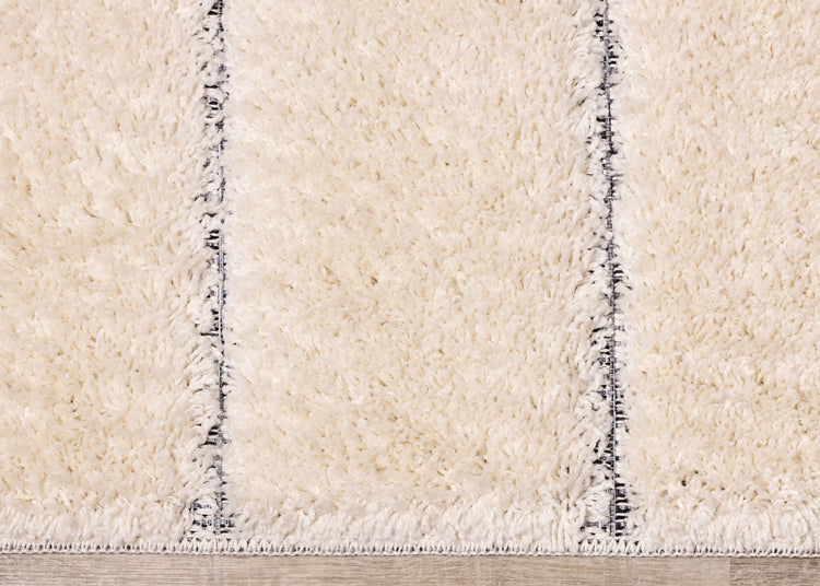 Novato Cream Black Striped Rug by Kalora Interiors