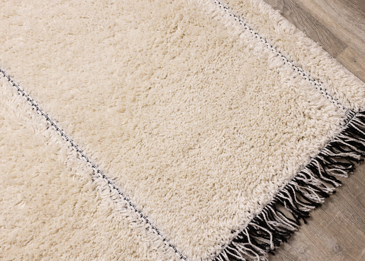 Novato Cream Black Geometric Modern Rug by Kalora Interiors