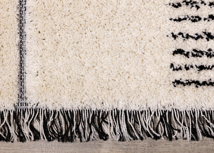 Novato Cream Black Geometric Modern Rug by Kalora Interiors