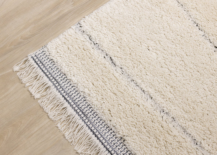 Novato Cream Grey Asymmetrical Lines Rug by Kalora Interiors