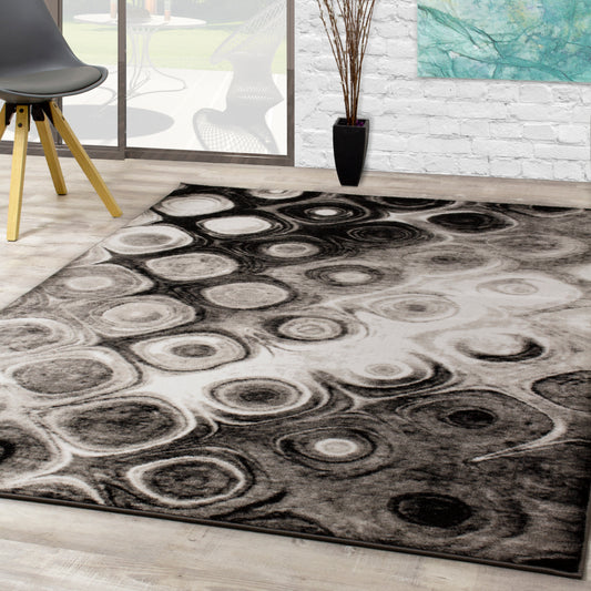 Novelle Home Paladin 3093_25 - Alfombra gris y negra con diseño de concha brillante