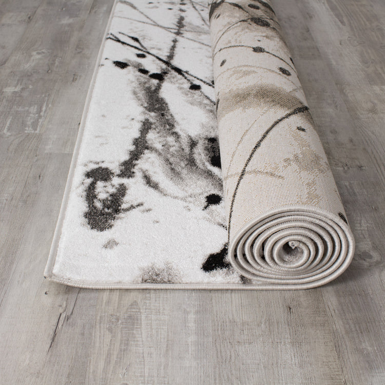 Novelle Home Paladin 3368_28 - Alfombra negra y gris con gotas de pintura y líneas