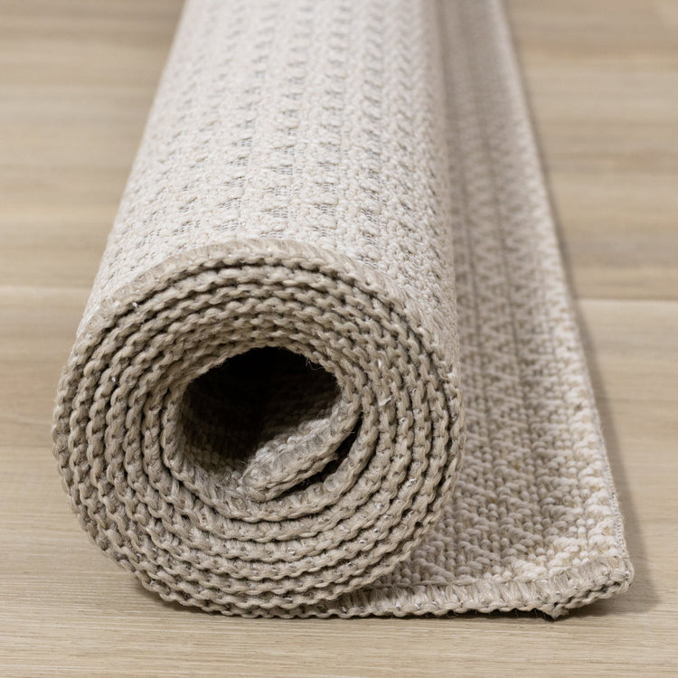 Peak Beige Small Crosshatch Geometric Rug by Kalora Interiors