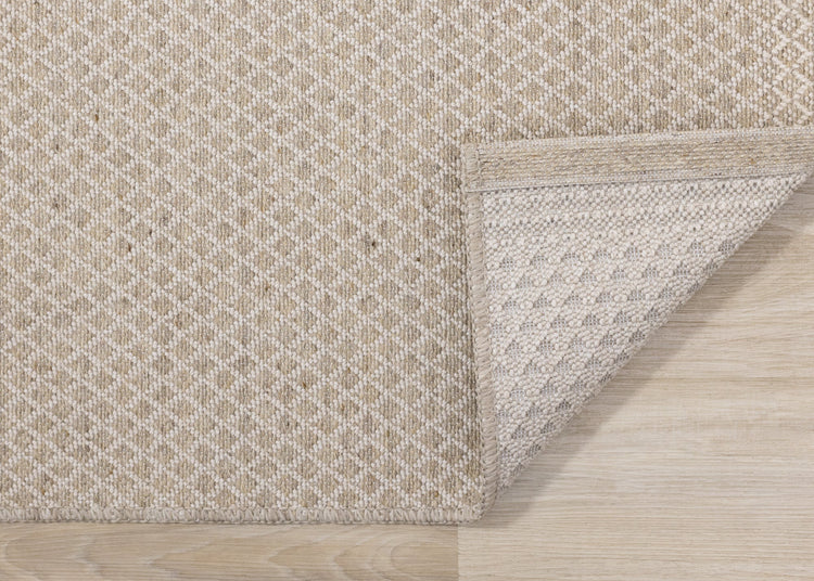 Peak Beige Small Crosshatch Geometric Rug by Kalora Interiors