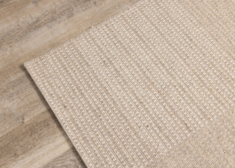 Peak Beige Variegated Texture Block Wool Rug by Kalora Interiors