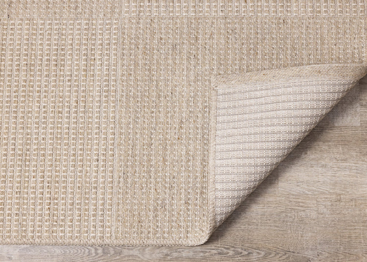 Peak Beige Variegated Texture Block Wool Rug by Kalora Interiors