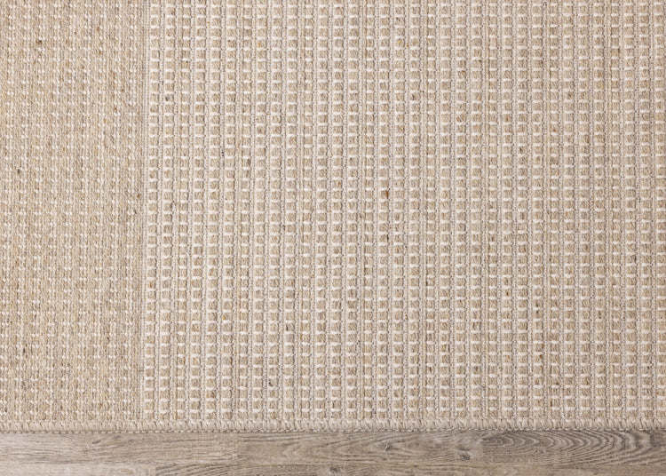 Peak Beige Variegated Texture Block Wool Rug by Kalora Interiors