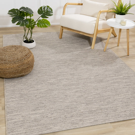 Peak Grey Textured Wool Rug by Kalora Interiors