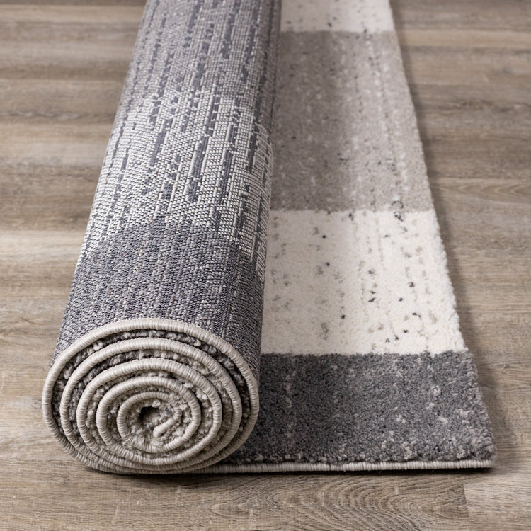 Ravine Cream Grey Rectangles Rug by Kalora Interiors