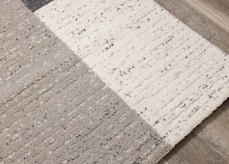 Ravine Cream Grey Rectangles Rug by Kalora Interiors