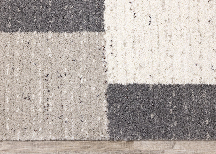 Ravine Cream Grey Rectangles Rug by Kalora Interiors