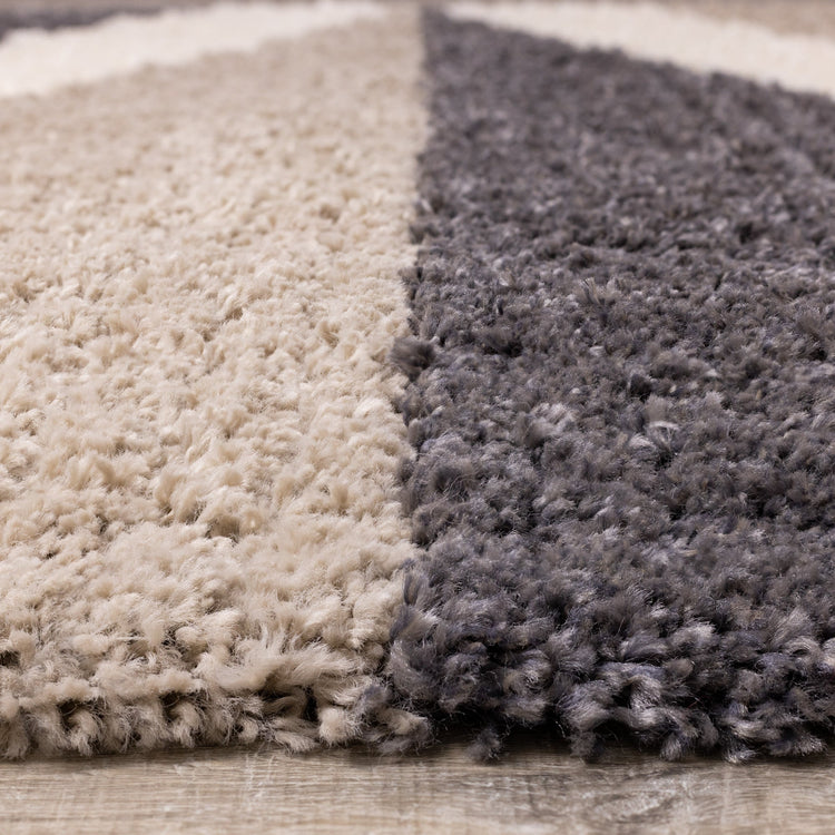 Rondo Beige Grey Cream Zig Zag Rug by Kalora Interiors