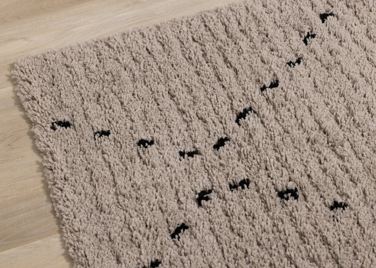 Rondo Beige Black Diamond Stitch Shag Rug by Kalora Interiors
