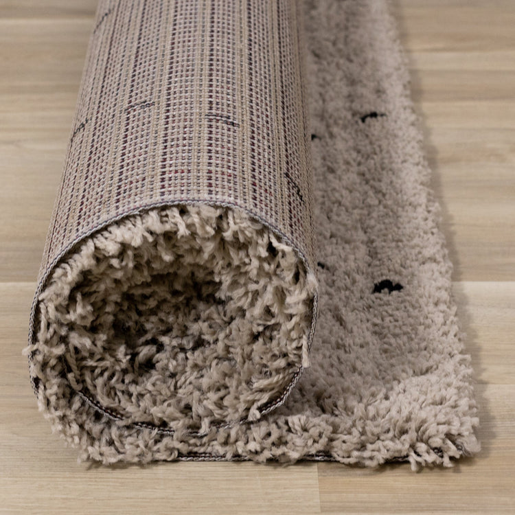 Rondo Beige Black Diamond Stitch Shag Rug by Kalora Interiors