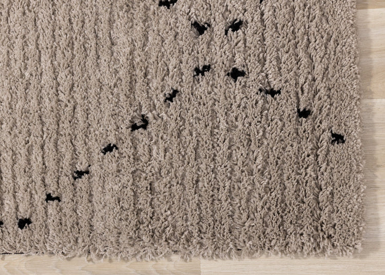 Rondo Beige Black Diamond Stitch Shag Rug by Kalora Interiors