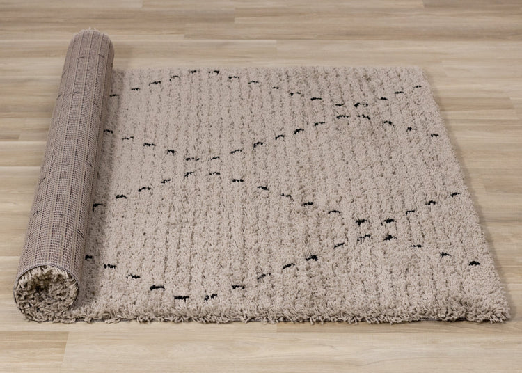 Rondo Beige Black Diamond Stitch Shag Rug by Kalora Interiors