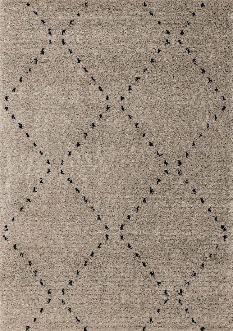 Rondo Beige Black Diamond Stitch Shag Rug by Kalora Interiors