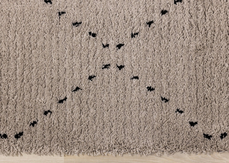 Rondo Beige Black Diamond Stitch Shag Rug by Kalora Interiors