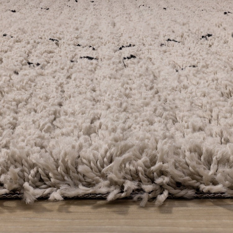 Rondo Beige Black Diamond Stitch Shag Rug by Kalora Interiors