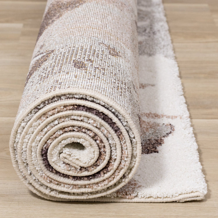 Sable Cream Grey Pink Flowers Rug by Kalora Interiors