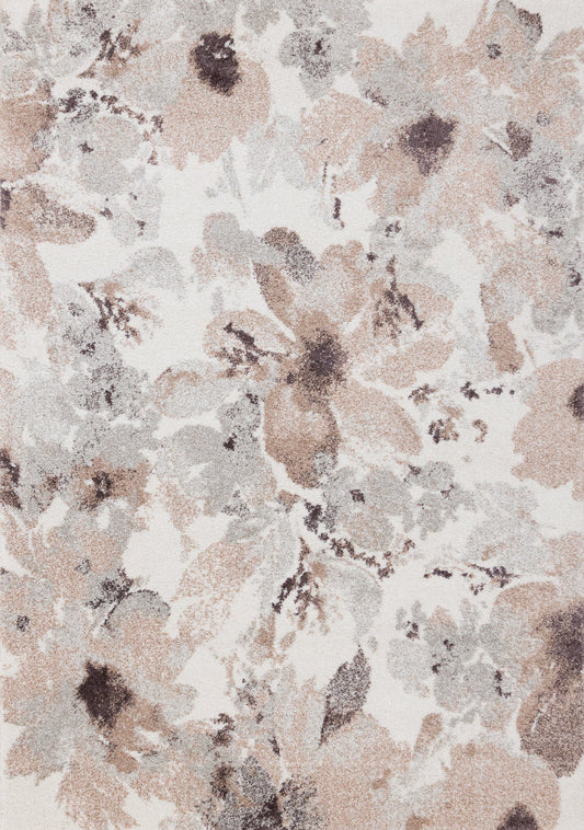 Sable Cream Grey Pink Flowers Rug by Kalora Interiors