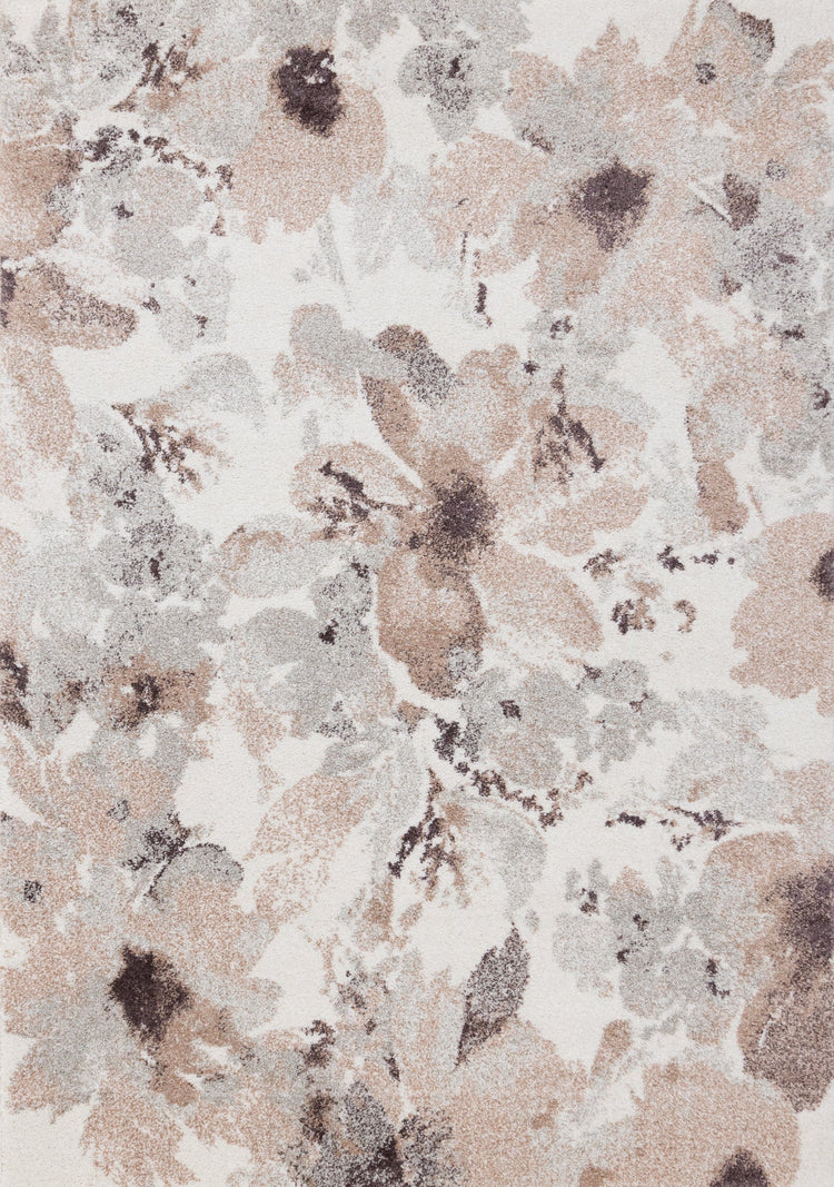 Sable Cream Grey Pink Flowers Rug by Kalora Interiors
