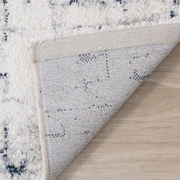 Sable Cream Blue Soft Grid Rug by Kalora Interiors