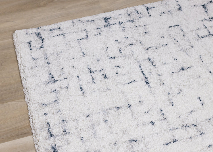 Sable Cream Blue Soft Grid Rug by Kalora Interiors