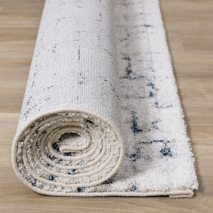 Sable Cream Blue Soft Grid Rug by Kalora Interiors
